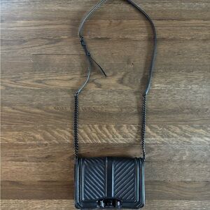 Rebecca Minkoff Small Chevron Quilted Love Crossbody in black
